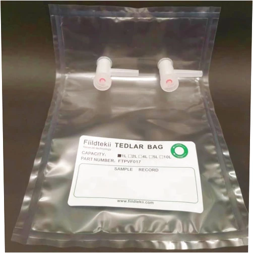 Fiildtekii 10L 3PCS Tedlar Sample Bag for Vapor, Air and Gas Analysis, PVF Film with Dual Polypropylene Fiiting Valves