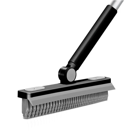 SetSail Grout Cleaner Brush with Long Handle, V-Shaped Floor Scrub Brush Swivel Grout Brush Stiff Bristle Floor Grout Scrubber for Bathroom, Tile Line, Crevice, Kitchen, Wall, Deck, Garage, Black Grey
