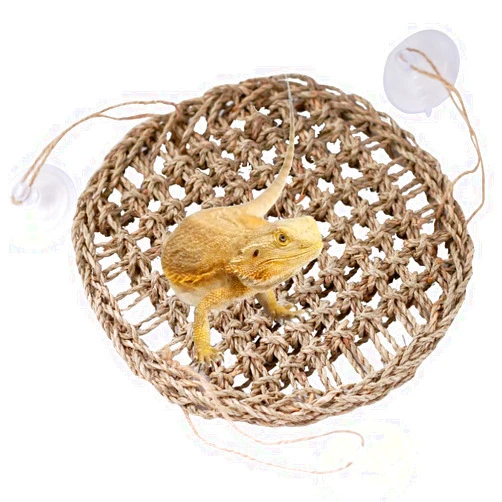 WEVONIGU Reptile Hammock Bearded Dragon Rest Bed Habitats Supplies Climbing Terrarium for Lizard Leopard Gecko Parrots Parakeet Cockatiel Rats Hamster Squirrel Chameleon Birds (Grey)