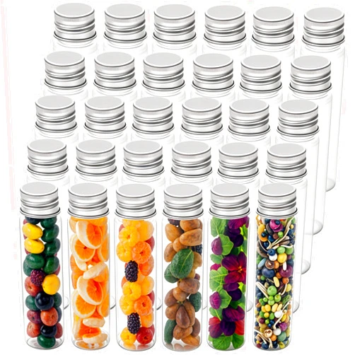 Berenti 30 PCS Plastic Test Tubes with Caps (50 ml) - 1.09×4.30 Inches/28×109 mm Gumball Tubes as Storage Containers for Candy, Beads, Powder – Clear Test Tube for Sample Testing, Home & Party Décor