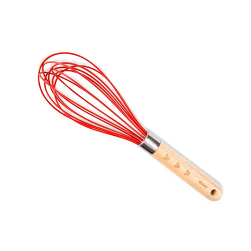 Prestige Disney Silicone Whisk: Red Hand Whisk with Etched Wooden Handle