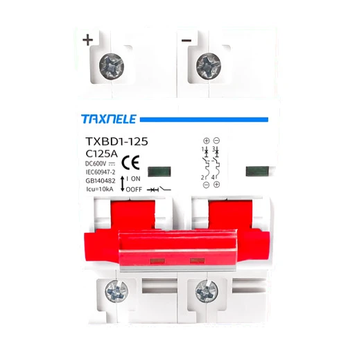 TAXNELE DC MCB Miniature Circuit Breaker 2P 80A 100A 125A 600V Solar Mini Circuit Breaker Battery Switch DIN Rail Mount Short Circuit Protection Disconnect Switch Isolator for Solar PV System (125A)