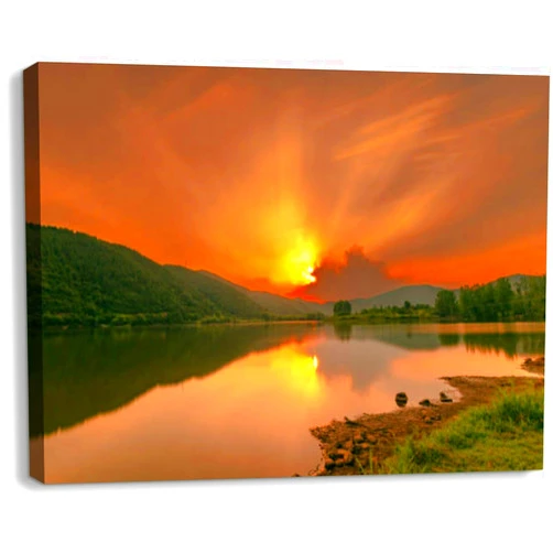 TIGTMULERLY Bathroom Wall Art Decor for Bedroom Living Room Small Canvas Wall Art Framed Chencun sunset view Prints Artwork Painting Pictures Kitchen Office