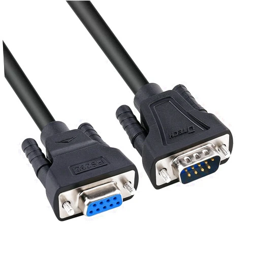 DTech 10ft DB9 RS232 Serial Cable Male to Female Extension Simple Null Modem Cord Cross TX RX Line 2 Pin Crossed for Computer Data Communication (10 Feet, Black)