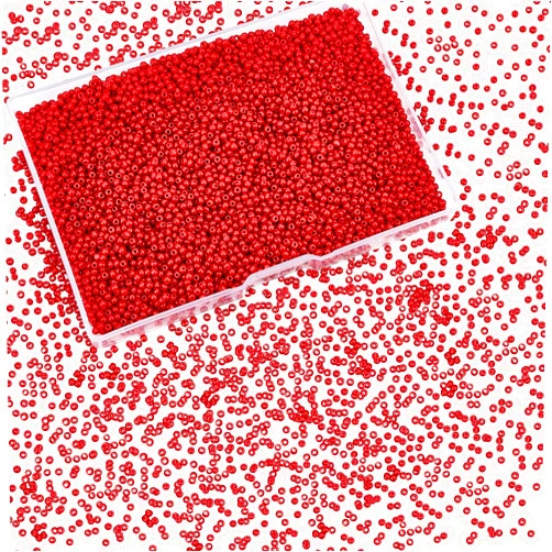 PH PandaHall About 6000pcs 11/0 Glass Seed Beads Opaque Red Round Mini Spacer Beads Diameter 2mm for Jewelry Making