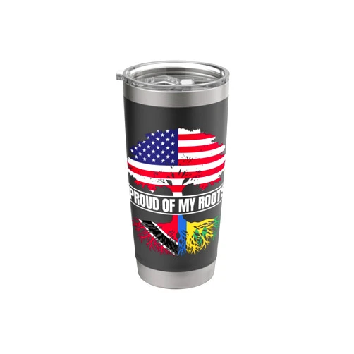 Trinidad Tobago and Vincent Heritage Trinidadian Vincentian Mix Proud of Roots Trinidad Vincent Stainless Steel Insulated Tumbler