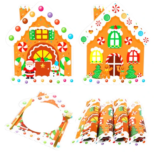 Justforjoyful 100Pcs Christmas Gingerbread House Paper Place Mats 12.5