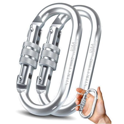 EOSVAP 25kN Climbing Carabiner – UIAA CE Rated 5620LB – Heavy Duty Twist Locking Carabiner Clip - Industrial Strength Large Steel Oval Caribeaner - Rock Climbing Caribeener Clips for Rigging, Ropes