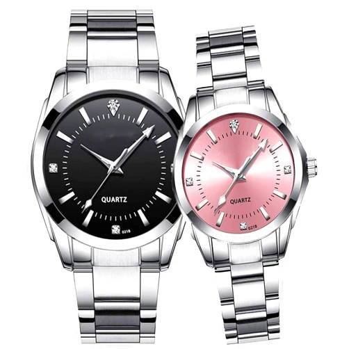 SENRUD Couple Watches Men and Women Gold Silver Stainless Steel Watch Fashion his and Hers Watches Set