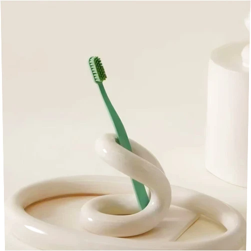 East–BrightenZF Handmade Ceramic Holder Stand for Toothbrushes, Makeup Brushes, and Pens - Minimalist Design for Bathroom Vanity and Countertops Decor (Milky White)