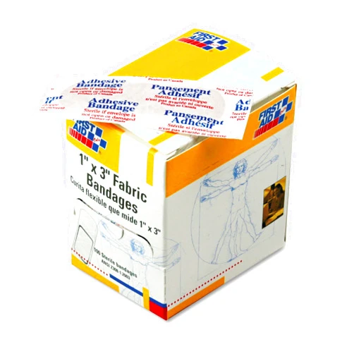 First Aid Only G122 1 x 3 Inch Fabric Bandages, First Aid Kit Refill Supplies for Business, Worksite, and Home, 100 Count