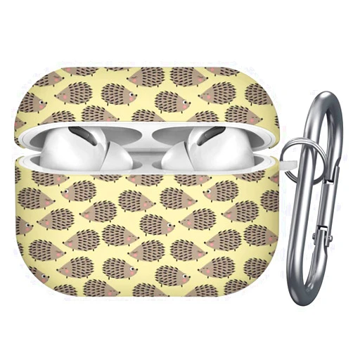 Art-Strap Protective Case, Compatible with AirPods Pro - Shockproof Soft TPU Gel Case Cover with Keychain Carabiner Replacement for Apple AirPods Pro (Cute Hedgehogs On)