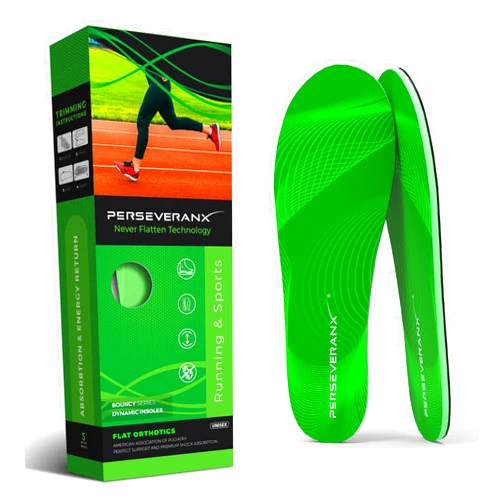 Perseveranx NASA Grade Flat Plantar Fasciitis Insoles Men & Women - Extra Shock Absorption & Energy Return Inserts Women & Men - Shoe Inserts for Athletes & Volleyball Professionals