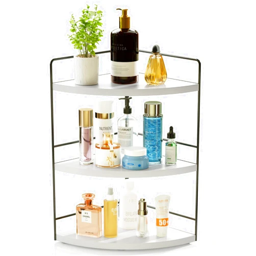 ZGO 3-Tier Bathroom Organizer Countertop, Corner Bathroom Counter Organizer, Makeup Organizer for Vanity Skincare Organizers and Storage, Kitchen Counter Shelf Organizer Perfume Organizer(White)