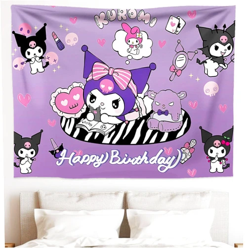 Generic Kawaii Photography Cute Cartoon Backdrop Tapestry Birthday Party Decor Cartoon Photo Background Party Banner Supplies (BU-KM B)