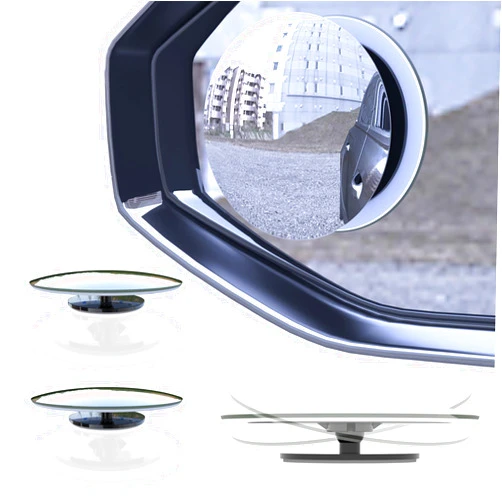 BFXM 2pcs Round Blind Spot Mirror for Car Exterior Accessories, Automotive Frameless Convex HD Glass BlindSpot Side Mirror, Rear View Mirror with Wide Angle Adjustable Stick for Cars SUV and Trucks