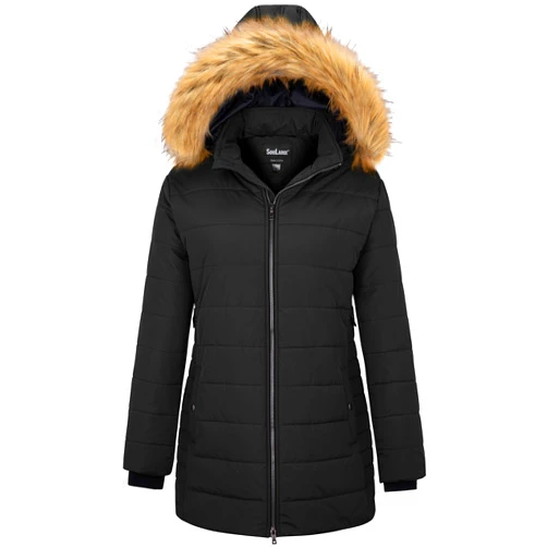 Soularge Women's Plus Size Winter Thicken Puffer Coat with Detachable Hood