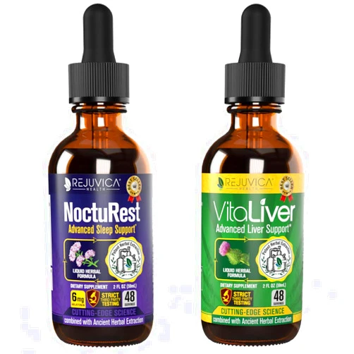 NoctuRest + VitaLiver - Support Sleep + Liver Health - Liquid Delivery for Better Absorption - Chamomile, Milk Thistle, Melatonin, Artichoke, Hops, Dandelion & More!