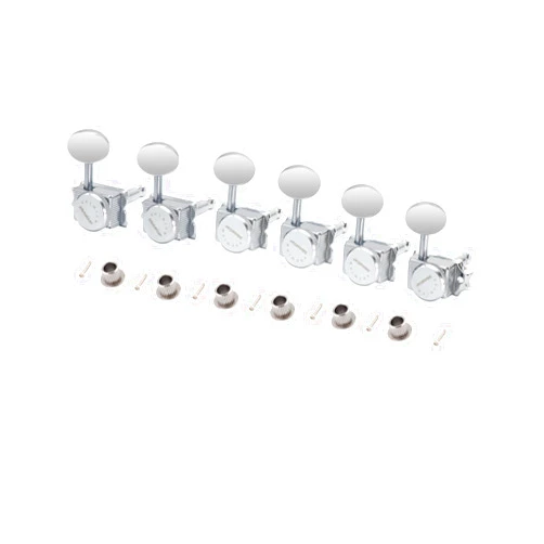 Metallor Locking Guitar String Tuning Pegs Vintage Sealed Guitar Machine Heads Tuners Tuning Keys 1:18 Gear Ratio 6 In Line for ST TL Style Electric Guitar or Acoustic Guitar Oval Nickle Buttons.