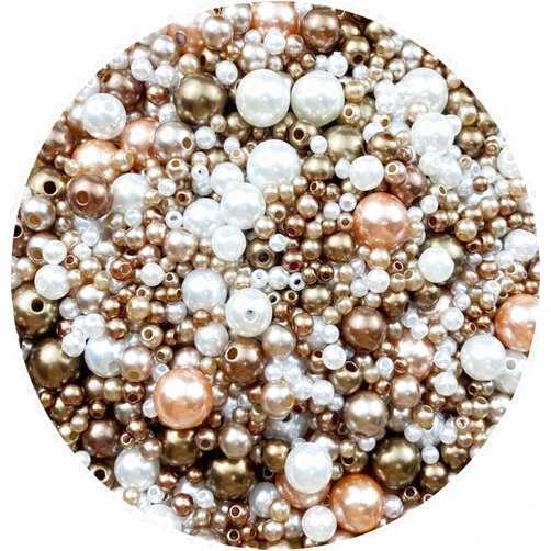 LIMAOLLY 60g Mixed 3-10mm Round Pearl Beads with Hole Loose Satin Plastic Crafts Beads for DIY Jewelry Making Vase Fillers Key Chains Birthday Party Home Decoration(Coffee Series)