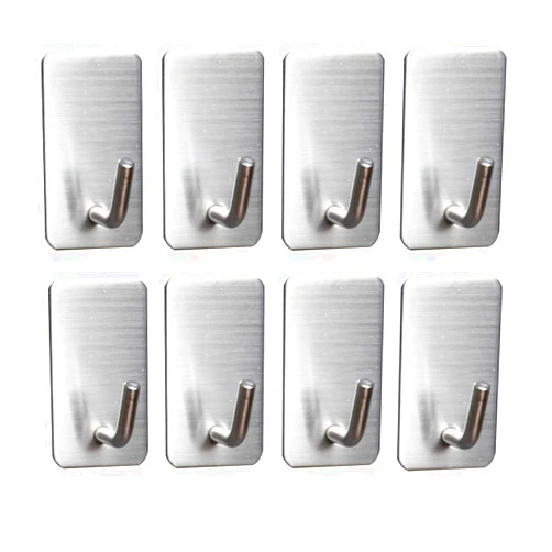 Meirenda Self Adhesive Hooks, Removable Wall Hooks, Sticky Hangers Bathroom Towel Sticky Adhesive Wall Hooks Hanging Hooks for Office Home Robe Kitchen Keys Bags 8 Pack