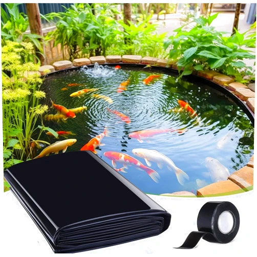 cjc Pond Liner, 10 * 13FT Fish Pond Liner HDPE Liner, Black HDPE Pond Liners, Pliable Preformed Pond Liner 20 Mil Waterproof Fish Pond Liner, Easy Cutting Underlayment for Outdoor Ponds, Stream