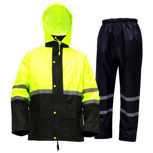 HAOKAISEN Rain Suit, High Visibility Reflective Safety Jacket, Lightweight Rain Gear, Waterproof Rain Jacket with Pants