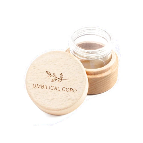Iwoohome Minimalist Wooden Umbilical Cord Keepsake - With Transparent acrylic box - Hygienic Storage - Baby Umbilical Cord Memorial Box, Newborn, Christening - 2
