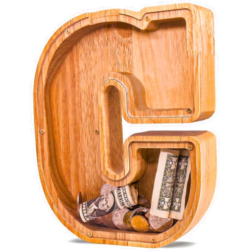 JOOMLAFLY Wooden Letter Piggy Bank for Kids Larger Letter Piggy Bank for Boys and Girls Personalized Piggy Bank Initial Coin Bank Wood Kids Money Bank for Birthday and Festival