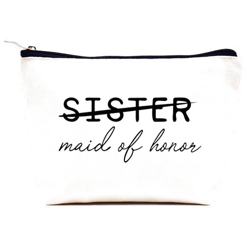 LIBIHUA Maid of Honor Gift from Bride - Bridesmaids Proposal Gifts- Bachelorette Party Gift for Maid of Honor - Wedding Gifts for Sister Her Besties Friends Women- Makeup Bag Cosmetic Bag Travel Pouch Gift