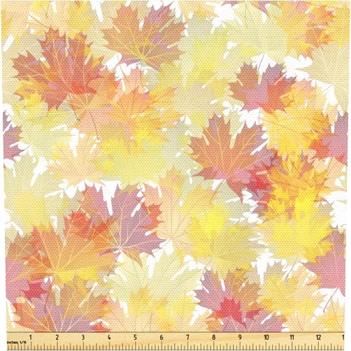 Lunarable Autumn Fall Fabric by The Yard, Last Months of The Year Themed Foliage Pattern Maple Tree Leaf Design Canada, Decorative Fabric for Upholstery and Home Accents, Multicolor