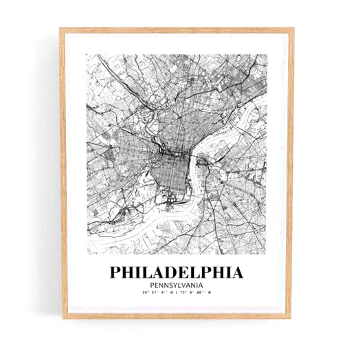 Eleville 8X10 Unframed Philadelphia Pennsylvania City View Abstract Road Modern Map Art Print Poster Wall Office Home Decor Minimalist Line Art Hometown Housewarming wgn447