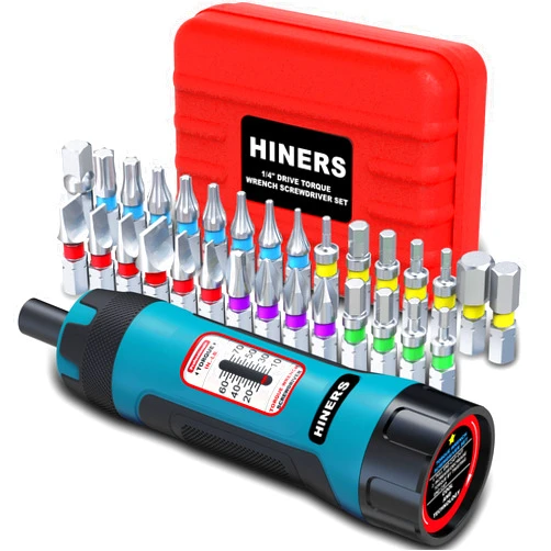 Hiners 1/4 Inch Torque Screwdriver Wrench Set, 10-70 in.-lb., 31 Pcs Torque Wrench Bits Set Green