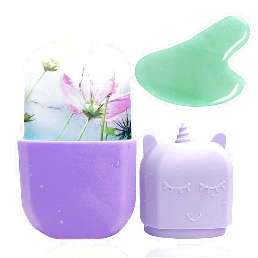 Loucky Ice Roller for Face and Gua Sha Set, Ice Face Roller Mold for Skin Care, Silicone Facial Roller for Eyes, Facial Ice Roller and Gua Sha Facial tools, Remove Puffiness, Remove Fine Lines