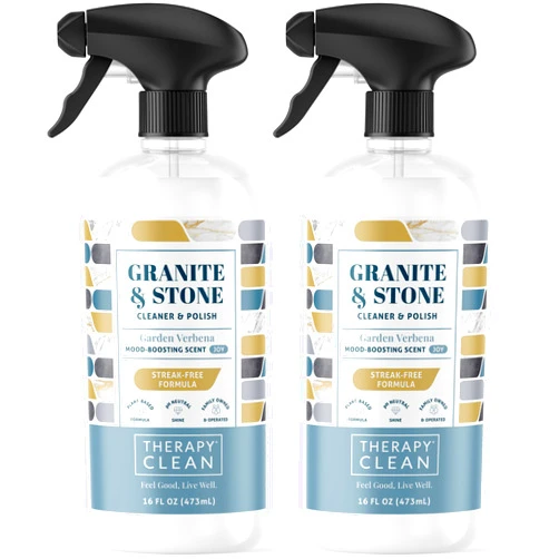 Therapy Granite Cleaner & Polish (2 Pack) - Granite Countertop Cleaner for Marble, Soapstone, Quartz, Quartzite, Slate, Limestone, Corian, Laminate, Tile Countertop, Headstone