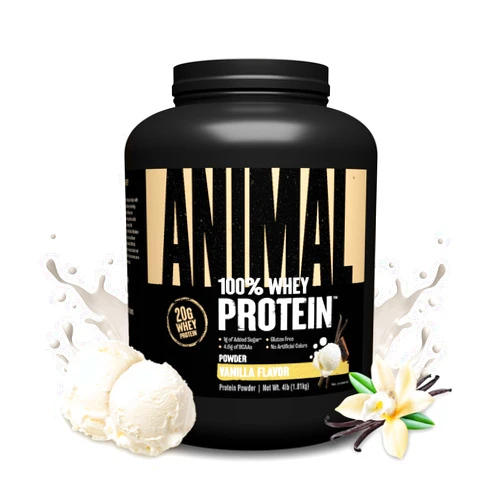 Animal 100% Whey Protein Powder – Whey Blend for Pre Workout or Post Workout, Recovery, or an Anytime Low Sugar Protein Boost Meal Replacement with BCAA Branched Chain Amino Acids – Vanilla, 4 lb