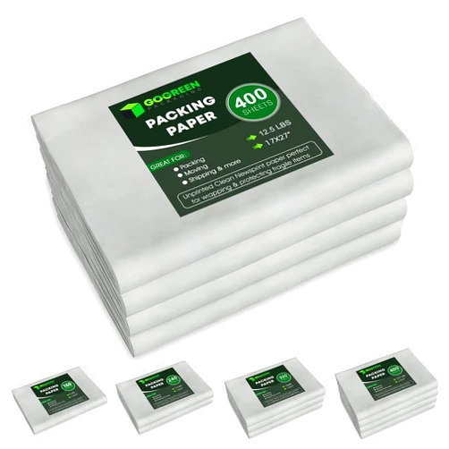 Go green packaging Packing Paper for Moving - 400 Newsprint Paper Sheets for packing supplies -12.5lb - 17