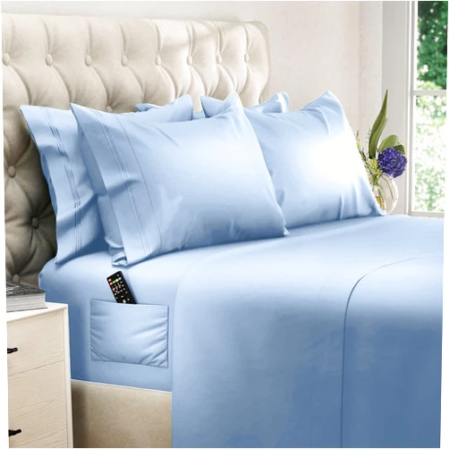 DREAMCARE King Size Sheets Set – 6 pcs Cooling Bed Sheets – up to 21” Deep Pocket King Sheet Set – 2500 Supreme Collection – Extra Soft 100% Brushed Microfiber Hotel Luxury with Side Pocket – L Blue