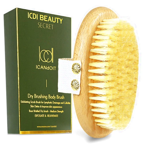 ICDI ICANdOIT ICANdOIT Dry Brushing Body Brush-Boar Bristles Dry Skin Brush,Exfoliating Massage Brush for Cellulite and Lymphatic,Improve Circulation,Stop Ingrown Hairs,Reduce Acne,Soften Skin