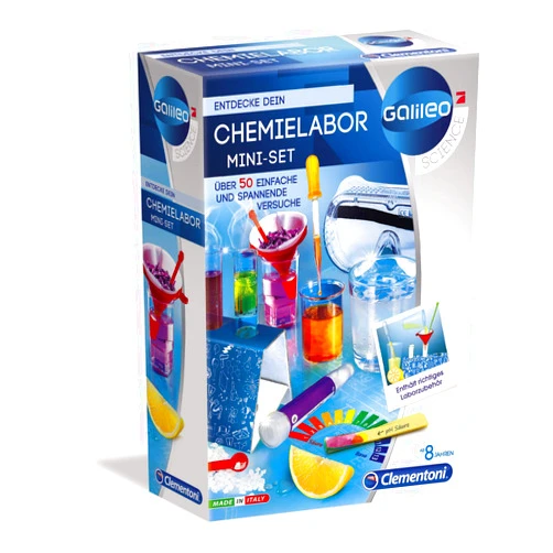 Clementoni 59072 Galileo Science - Chemistry Lab Mini Set Toy for Children Aged 8+, 50 Experiments for Home, Colourful Experiment Box, Easter Gift Idea