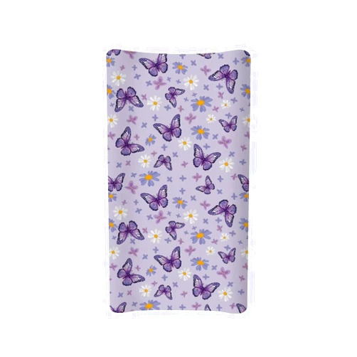 Tongluoye Butterfly Purple Changing Table Cover for Boy Girl Flower Changing Pad Covers Infant Stretchy Diaper Change Table Sheets for Baby Changing Pad Mats Covers Safe and Snug 32''x16''