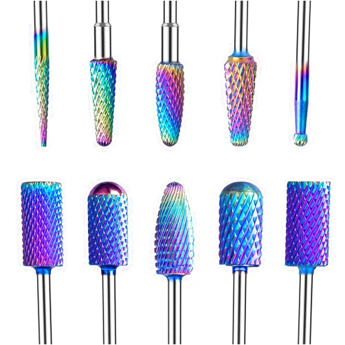 MelodySusie Nail Drill Bits Set, 10pcs Tungsten Carbide Nail Bits for Nail Drill E-file, 3/32 inch Bits Manicure Pedicure Remover Tools for Acrylic Gel Nails, Salon Home Nail Care Supplies, Colorful
