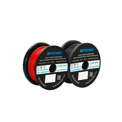 BNTECHGO 20 Gauge Silicone Wire Spool Red and Black Each 500ft Flexible 20 AWG Stranded Tinned Copper Wire