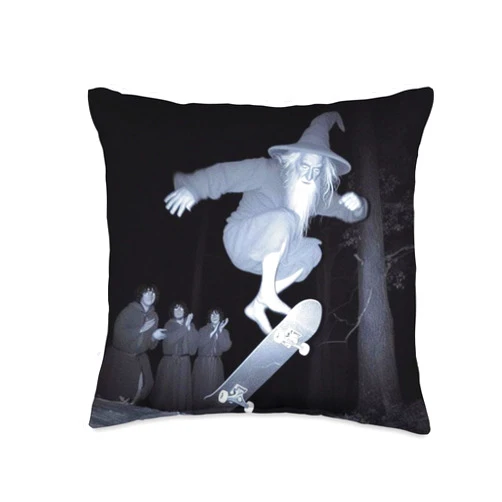 Moody Mind Funny L O T. R Gan dolf wizard skateboard Throw Pillow