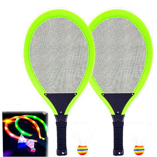 ABCISI LED Badminton Racket Set: Led Light-Up Badminton Set Includes 2PCS Light-Up Badminton Rackets & Shuttlecocks, Family Entertainment Outdoor & Indoor Training Activities Sport