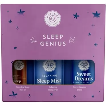 Woolzies Sleep Genius Better Night Kit | Includes Lavender Essential Oil Roll-On, Relaxing Face + Body Sleep Mist & Sweet Dreams Essential Oil Blend