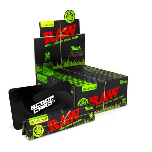 RAW Black King Size Rolling Paper | 50 Packs | 32 Sheets Per Pack of Organic King Sized Black Series Rolling Paper Double Pressed