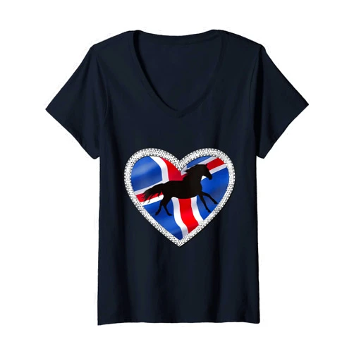 Isländer Pferde Reiter Geschenk Womens Icelandic Horse Riding Horse Rider Heart V-Neck T-Shirt