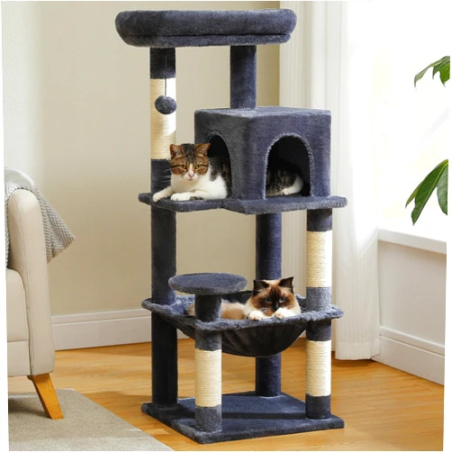 Bed Bath & Beyond 5-Level Cat Tree with Hammock, Condo, Top Perch & 4 Scratching Post Dark Grey