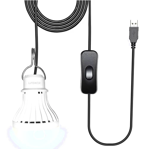 LIPOWER USB Camping Lantern LED Emergency Light, 5W Lantern with Simple Switch for Power Outages Hurricane Storm Camping Hiking Fishing, Warm White(Pack of 1, 8.2FT Cord)